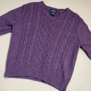 Vintage Purple Knit V-Neck Women’s Sweater